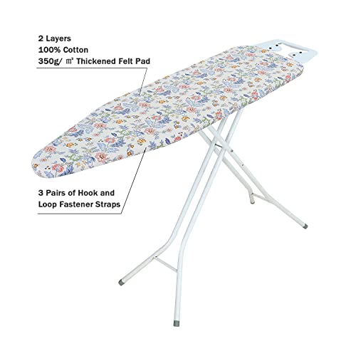 Ironing Board Cover And Pad Standard Size 15 X 54,3 Pairs Of Hook And Loop Fastener Straps,Elastic Edges,2 Layers Ironing Board Cover With Thick Padding (Pattern C) #TOP1