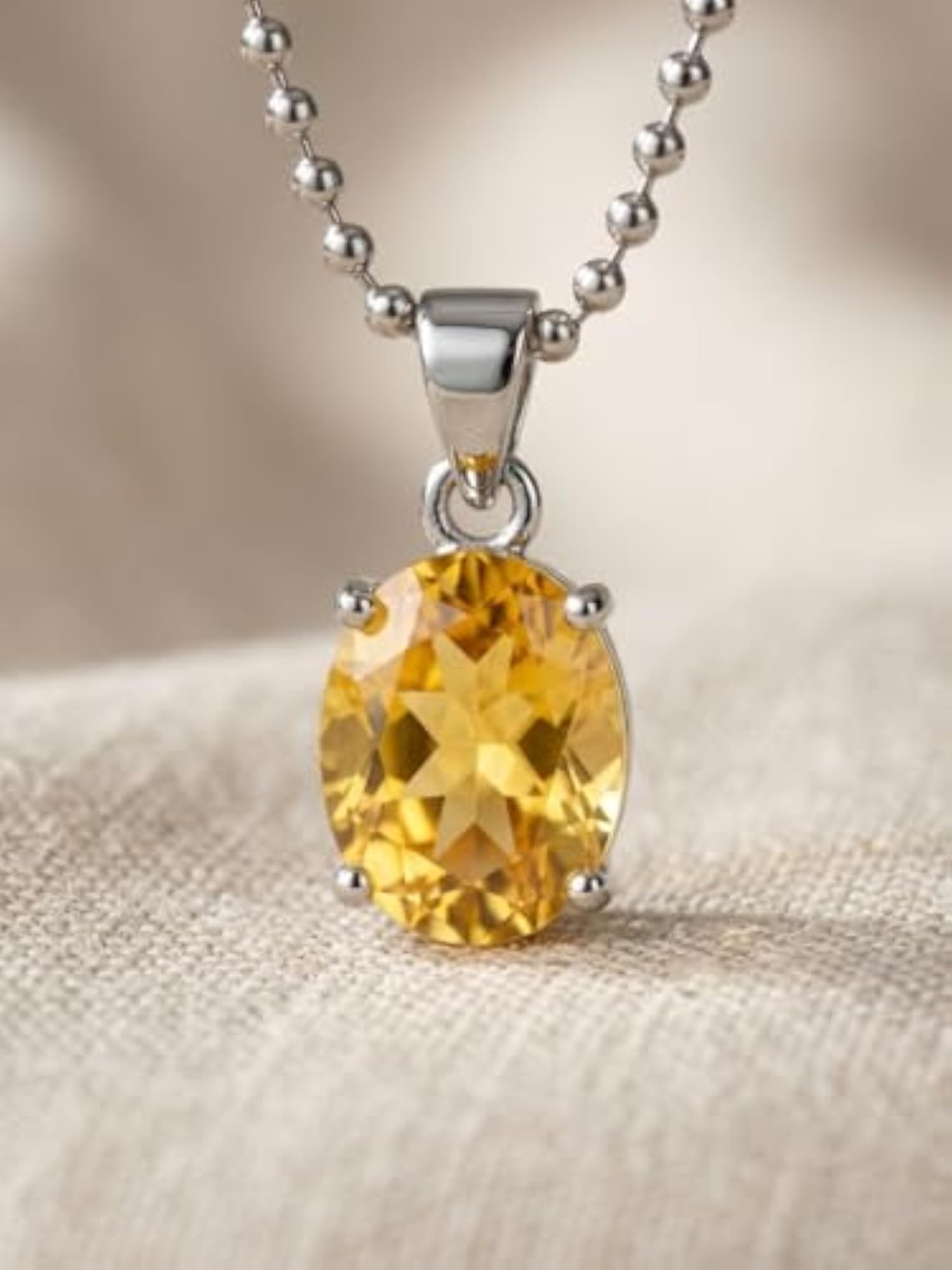 Natural Citrine Pendant Necklace for Wealth & Prosperity
