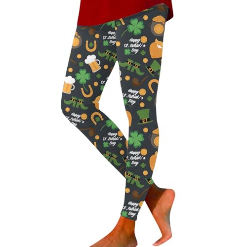 Leggings de San Patricio para mujer pantalones cintura alta traje irlandés trébol verde S