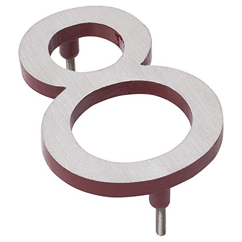 Numéros d'adresse flottants premium en aluminium brossé finition nickel satiné rouge brique