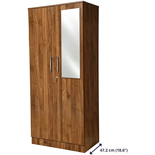 Image of Wakefit Wardrobe | 1 Year Warranty | Engineered Wood Almirah, Cupboard for Clothes Storage | 2 Door, Drawer | Tartan - Columbian Walnut