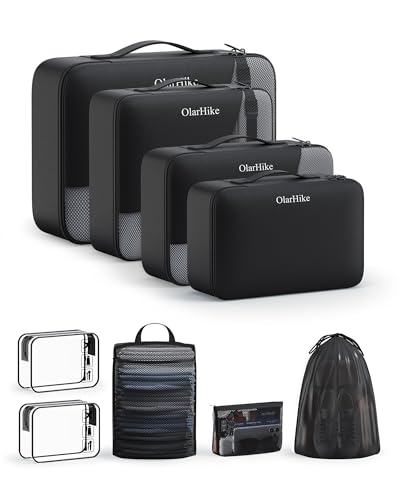 Image of 9 Set Packing Cubes for Travel, Gifts for Women Mom,Anti-Tearing Suitcase Organizer,OlarHike Vacation Essentials & Accessories for Cruise Ship