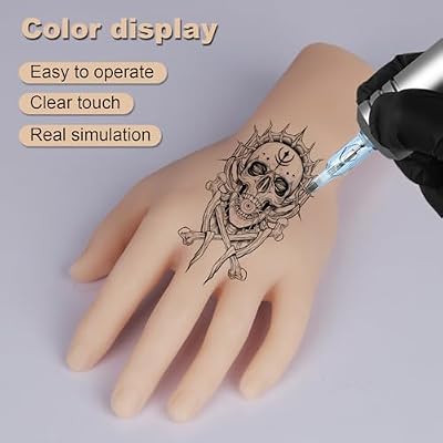 Tattoo Practice Hand with Wrist - Autdor Left Tattoo Fake Hand with Short Arm Silicone Hand Model Fake Skin Tattoo Practice Skin for Tattoo Training or Display for Tattoo Supplies Tattoo Artists