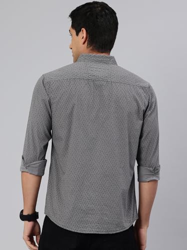 Image of Majestic Man Custom Geometric Printed Pure Cotton Slim Fit Casual Shirt