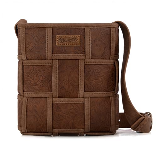 Wrangler Woven Crossbody Bag for Women Vintage Floral Tooled Cross Body Purse