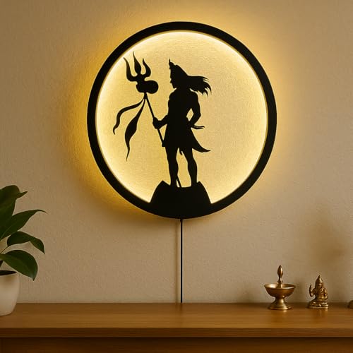 Image of Shiva LED Backlit Wall Lamp Room Decor | Moon Wall Lights for Home Decoration | Wall Lamps for Bedroom & Living Room | No Adapter Required