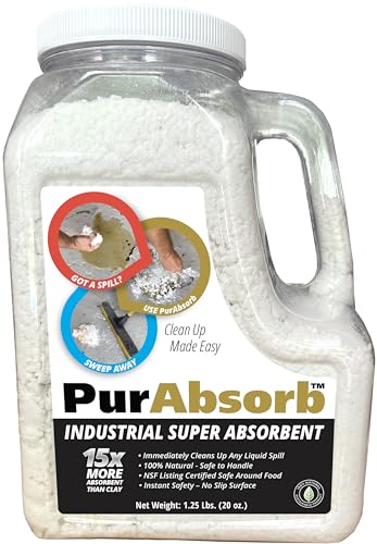 Image of Industrial Super Absorbent 1.25lb Shaker Jar of Cellulose Oil Absorbent. 100% Organic. 15x's More Absorbent Than Clay Oil Absorbent.