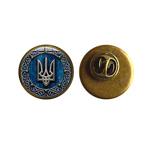 AKN21QOAZXM Ukraine Pin Unisex Clear Metal Brooch 2cm x 2cm x 0.2cm Tryzub Trident Pin Stand with Ukraine Brooch
