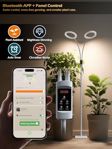 Image of Smart Grow Lights for Indoor Plants, Plant Light with Auto-Timer, Full Spectrum LED Grow Light, Adjustable Height & Stepless Dimming,Plant Assistant Suitable for Most Plants (White, Dual Heads)