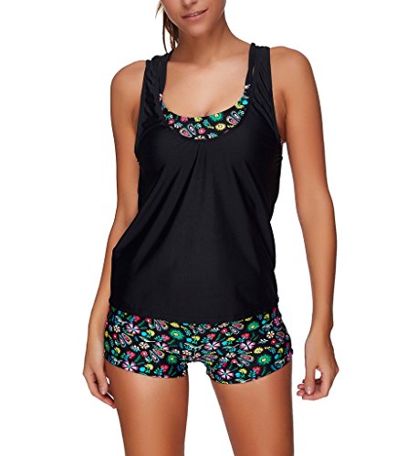 Uniarmoire Womens Tribal Printed 3 Pieces Tankini Sport Bikini Set Uniarmoire Womens Tribal Printed 3 Pieces Tankini Sport Bikini Set
