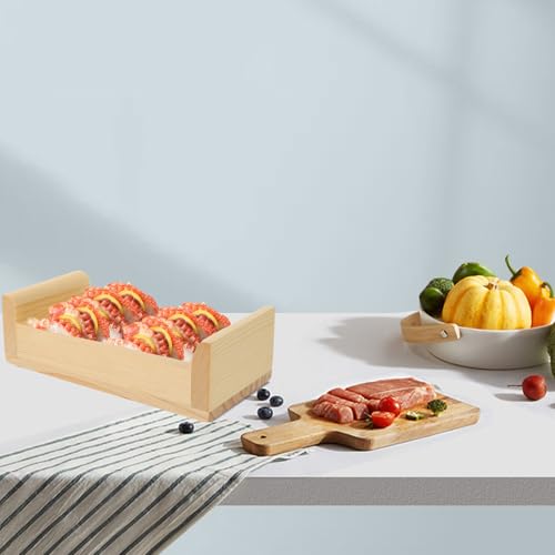 Plato rectangular de madera estilo japonés para sushi miniatura 7