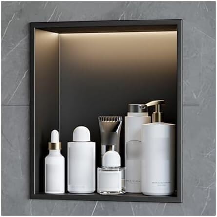 Niche de douche en acier inoxydable au design noir mat pour intérieur raffiné