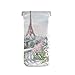 Squeeze Top Sunglasses Pouch Eyeglass Cases PU Leather Soft Anti-Scratch Eyeglass Holder (Paris Eiffel Tower With Spring Flowers Rose And Leaves)