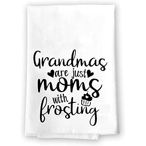 Mother's Day Gifts | Home Decor Decorative Kitchen And Bath Hand Towel | Farmhouse Grandmas Are Just Moms With Frosting | Spring Summer Garden Themed | White Towel Home Decorations | Nana Gift Present #TOP16