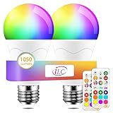 ILC LED Light Bulb 85W Equivalent, 5700K Daylight White Color Changing Light Bulbs with Remote Control RGB 6 Modes, Timing, Sync, Dimmable E26 Screw Base (2 Pack)
