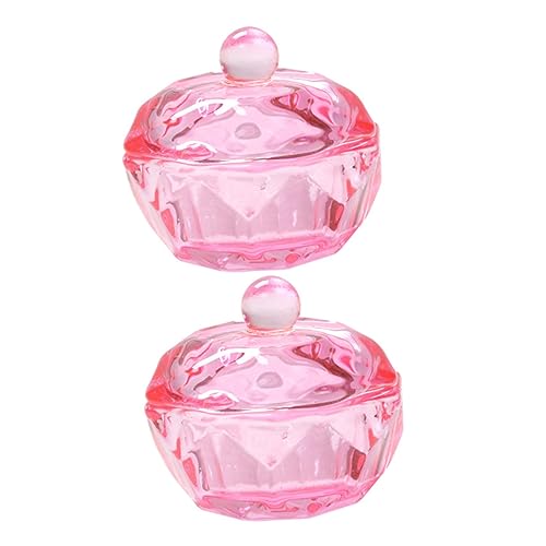 4 piezas de cuencos de cristal con tapa para esmalte acrílico miniatura 7