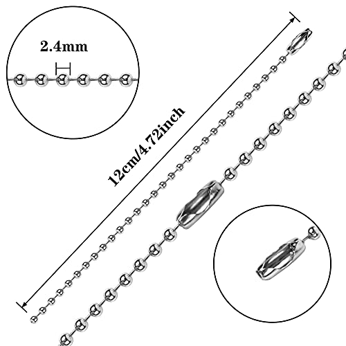 SANNIX 100Pcs Ball Beads Chain, Metal Chain, 4.72 Inch Ball Chain Keychains with Connectors for Hanging Decoration