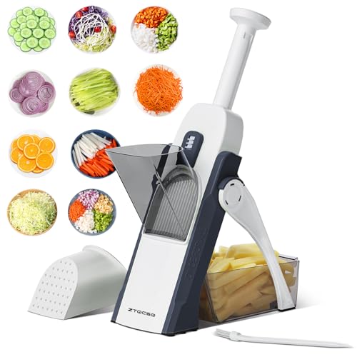 ZTQCSQ [5 in 1] Mandoline Slicer for Kitchen & Safe Vegetable Chopper & Adjustable Mandoline Slicer, can't Detachable Blade, Mandolin can Cut Slicing, Strips, Shredding, Dicing