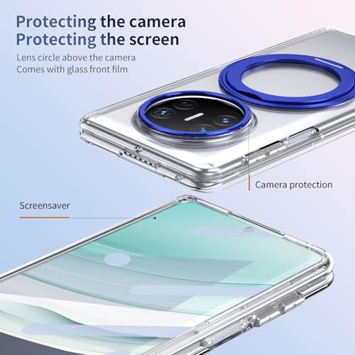 Coque antichoc Huawei Mate X3 de qualité militaire transparente bleu - 3