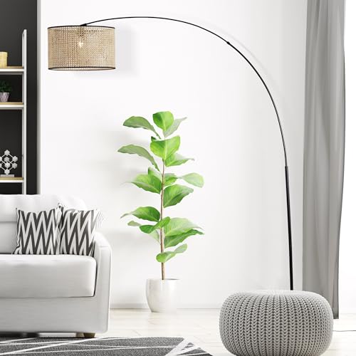 Lightbox Bogenstehlampe im Nature Stil | Boho Standleuchte mit Rattan...