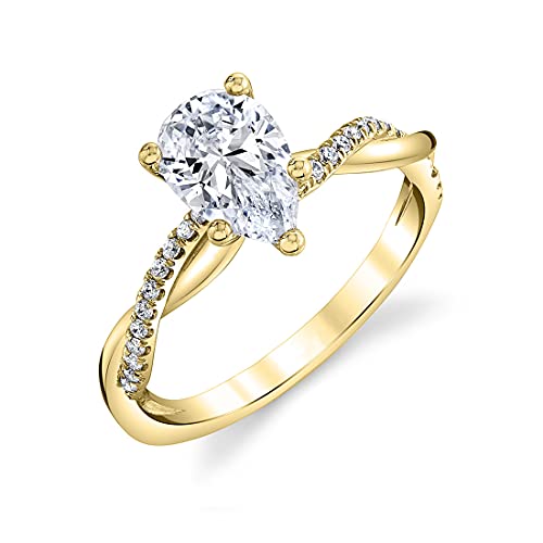 Aihpos Twisted Engagement Rings for Women with 1 Carat Center Moissanite, Princess cut Round Cushion Pear Emerald Cut Moissanite 925 Sterling Silver 10K 14K 18K Gold with Text Engraving 5