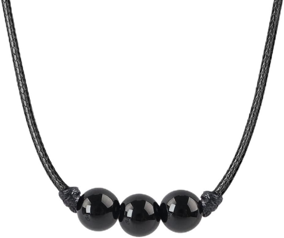 weryerker Lucky Beads Necklace Cord with Adjustable Wax Nylon Rope, Crystal Beaded Choker for Men and Women