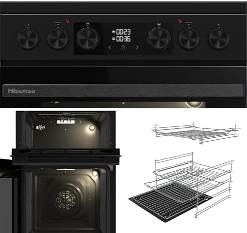 Freestanding Ceramic Electric Cooker with Double Oven 69/43 Litres - Black, A Rated Double Oven - Image 4
