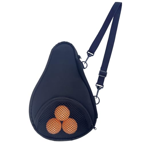 Table Tennis Racket paddle cover，Ping Pong Paddle Carry Sleeve Bag,Table Tennis Bat Protective Paddle Sleeve, Ping Pong Paddle Racket Bag Case With Ball Storage Mesh Pocket and Shoulder Carry Strap