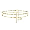 IEFWELL Heart Initial Anklets for Women, 14K Gold Filled Layered Ankle Bracelets Initial Anklet for Women Anklets with Initials Y