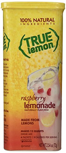 True Lemon 100% Natural Raspberry Lemonade Drink Mix 6 Packets - Makes 12 Quarts