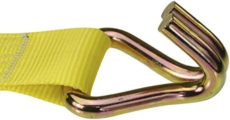 US Cargo Control 3 Inch Wide x 20 Foot Long Ratchet Straps with Wire Hooks (2 Pack), Yellow J Hook Ratchet Straps, 5,400 lbs. Working Load Limit - Image 3