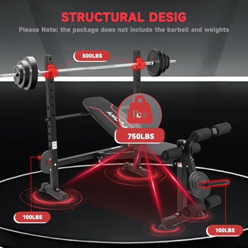 Image of MAIDOMA 1500LBS Foldable 8 IN 1 Weight Bench Set, Adjustable Flat Incline Decline Bench Press with Upgraded Wide Squat Rack and Leg Extension for Full Body Home Gym Workout (US Stock)