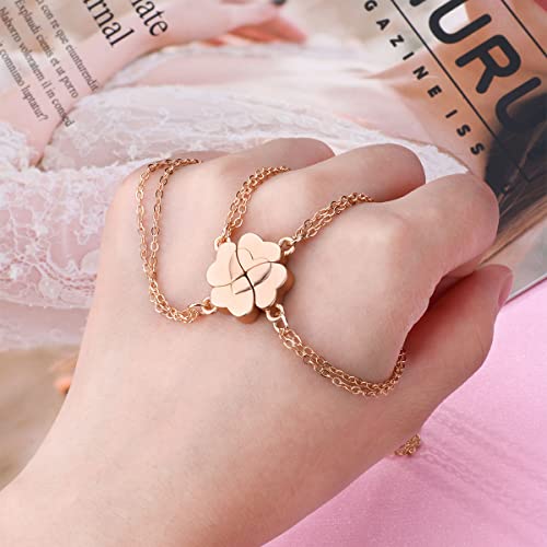 DOYYCA Friendship Necklace Magnetic Matching Four Leaf Clover Best Friend Necklace Gifts for Girls Women Magnet BFF Necklace for 43