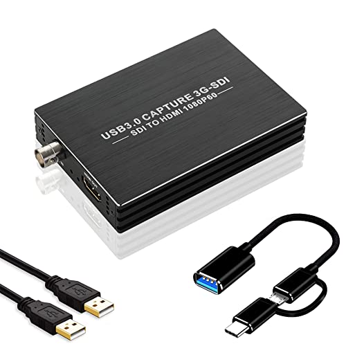 SDI Capture Card, 1080P SDI to USB 3.0 Video Capture Card, SDI to HDMI Adapter Capture Card for Streaming Game Streaming Video Recording for Windows, Linux, MAC OS