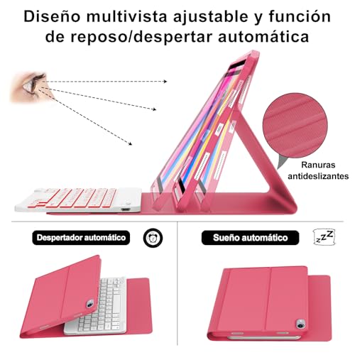 Funda teclado iPad 10 generación 10.9 pulgadas inalámbrico rosa A16 5