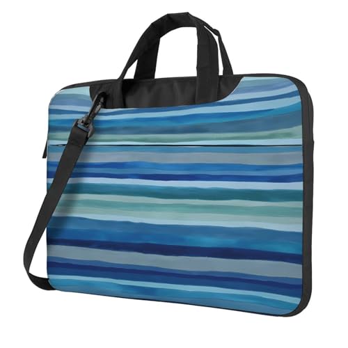 Maletín para portátil impermeable con franjas azul minimalista 14 pulg miniatura 1