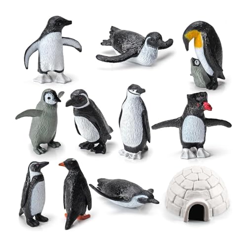 MisFun 11 Pièces Figurines de Pingouin, Antarctique Figurine Animaux, Simulation Marine Figurines, PVC Marine Animals Figurines, Miniatures Petits Animaux Marins, pour...