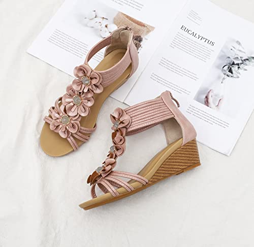 Image of FRALOSHA Wedge Sandals for Women Open Toe Casual Summer Roman High Heel Breathable Beach Sandals