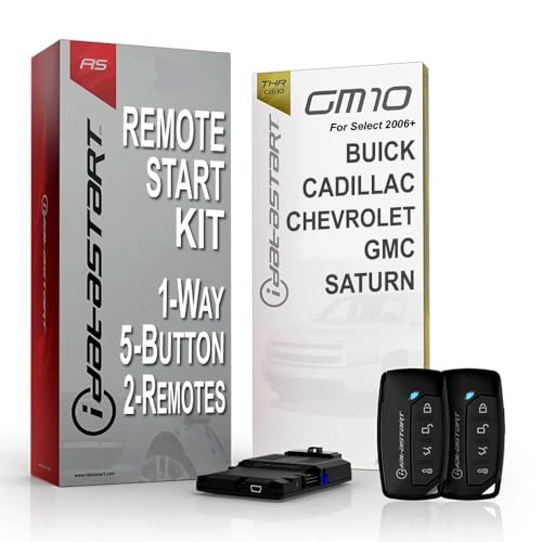 iDataStart Remote Starter KIT for Select Buick/Cadillac/Chevrolet/GMC/Saturn Vehicles 2006+ w/3000ft Range (1-Way, 5-Button, 2-Remotes)