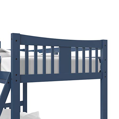 Storkcraft Caribou Solid Hardwood Twin Bunk Bed with Ladder and Safety Rail, Navy