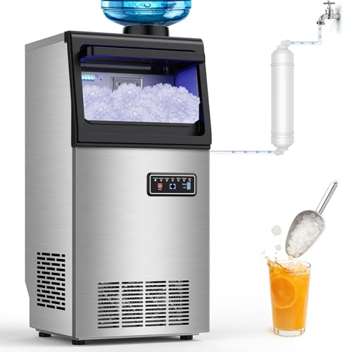 Image of SOZT Nugget Ice Maker Machine, 100LBS /24H, 25LBS Capacity | Under Counter Ice Maker, Self-Cleaning Freestanding Sonic Pellet Ice Maker for Home, Bar, Restaurant, Office
