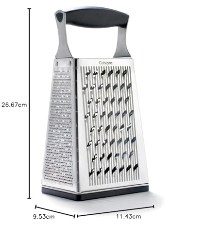 Cuisipro 4-Sided Box Grater, Sharp Stainless Steel, Non-Slip, Rust Resistant