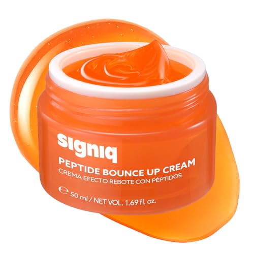 signiq Peptide Bounce Up Cream, Plumping Syrup Formula with 1% Peptide, Hydrating & Firming Face Moisturizer for Dewy and Glow Skin, Korean Skincare (50ml, 1.69 fl.oz.)