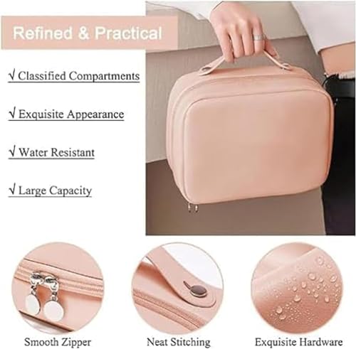 Multi-compartment Toiletry Cosmetics Bag, Cosmetic Bag, Makeup Bag, Multi Compartment Toiletry Bag, PU Leather Portable Storage Large Capacity2