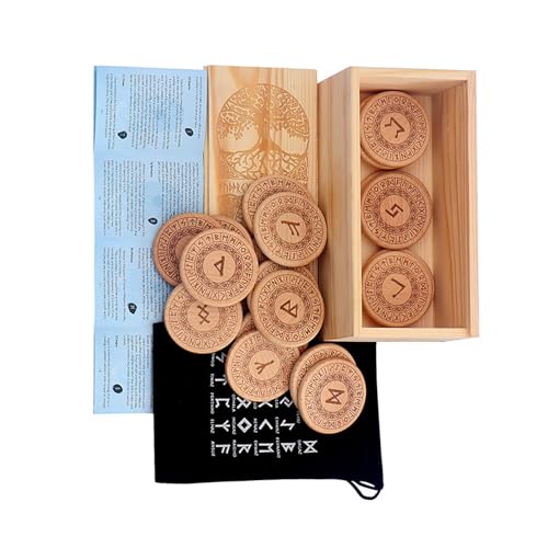 古代のnoresルーンズ石の木製の占い手彫りのノルディックスピリチュアルガイダンスのための歴史的レクリエーション刻まれた木製のスピリチュアルツール