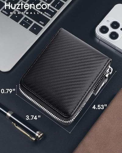 Huztencor Zipper Wallet Men RFID Blocking Leather Bifold Credit Card Wallets (FBA)3