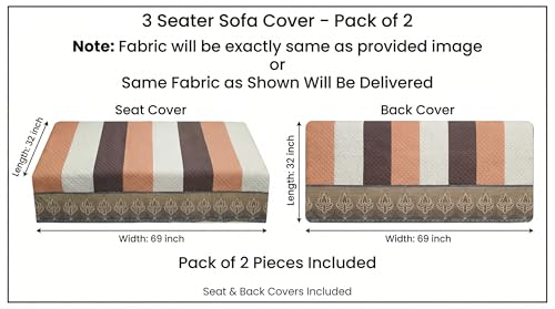 Image of Velvet 3 Seater Sofa Cover Fully Covered | Anti Skid Non Slip | Printed Brown | Sofa Slipcover for Living Room