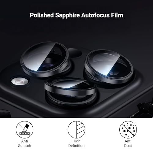 Image of DailyObjects CERO Aluminium Camera Lens Protector for iphone 17 | Tough HD Glass Protectors|Dust Proof|Water Resistant|Ultra Clear HD Image Quality|9H Hardness|3D ring|Shock Proof Alloy - Black