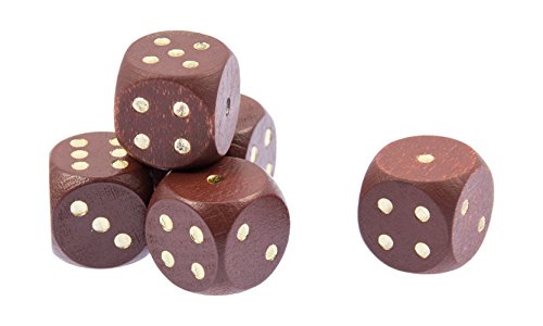 Lot de 10 dés en bois 16 mm Marron/doré Cover