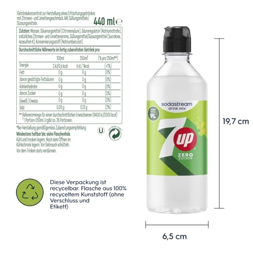 Sodastream drink mix 7up Zero Zucker – zuckerfreier Sirup für gesprudeltes & stilles Wasser, 4er Pack (4 x 440 ml), ergibt bis zu 9L Fertiggetränk 5